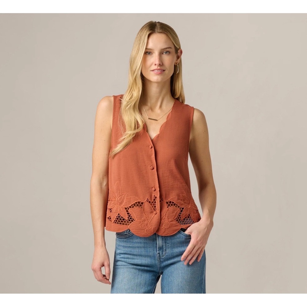 Adrianna Papell Maple Embroidered Vest